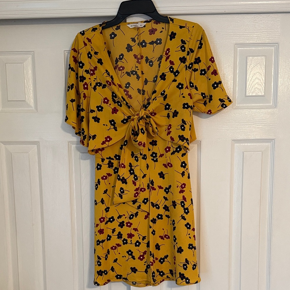 BCBGeneration Mustard Floral Mini Dress